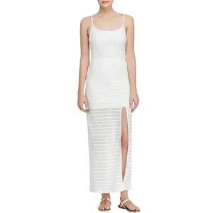 Aqua Women's White Poly/Spandex Textured Lined Tank Dress